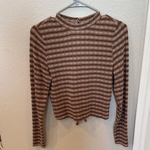 Striped Brown Long Sleeve Top